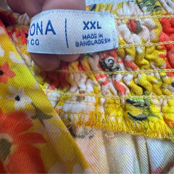 Arizona Jean Co. Womens Floral Midi Maxi Sundress XXL Yellow Asymmetrical Summer - Picture 4 of 16